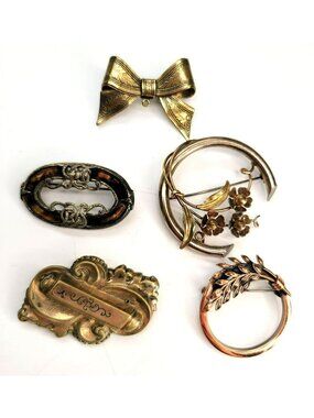 Vintage Brooch Lot of 5 - Renior Gold Plated Copper Wheat Regal Ct554